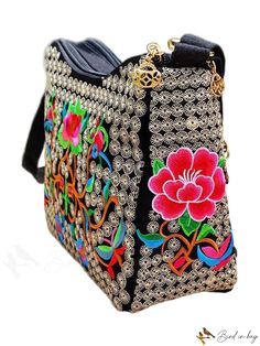 BirdinBag - Chic Vacation Crossbody Bag with Delicate Floral Embroidery and Small Zipper Floral Embroidered Hobo Shoulder Bag, Floral Embroidered Shoulder Bag For Travel, Multicolor Embroidered Tote Bag, Travel Shoulder Bag With Multicolor Floral Embroidery, Embroidered Satchel Hobo Bag For Daily Use, Floral Embroidered Pouch Shoulder Bag For Travel, Multicolor Embroidery Shoulder Bag For Daily Use, Multicolor Floral Embroidered Shoulder Bag, Rectangular Shoulder Bag With Floral Embroidery For Travel