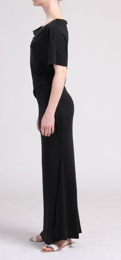 "SBlack off shoulder maxi dress in figure flattering shape with draped top Wear it for summer outdoor party and even casual going out Only one left! -Draped loose top -Fitted waist and hips -Mermaid skirt -Made of soft jersey fabric *Material - rayon / lycra *Care -Handwash Separately, No Bleach, Line Dry *Model is 33\" bust, 25\" waist, 35\" hips and 5'5\" height and she is wearing size small *Draped Maxi dress black is is available but cannot be exchanged or returned. Valid while supplies last Black Fitted Long Draped Skirt, Off Shoulder Dress Summer, Chic Black Draped Maxi Skirt, Black Fitted Draped Maxi Dress, Chic Black Non-stretch Maxi Dress, Black Asymmetrical Pre-draped Maxi Dress, Dress Asymmetrical, Drape Maxi Dress, Dress Mermaid