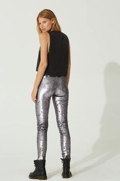 Staying Alive Sequins Leggings – Jen's Pirate Booty Stretch Metallic Pants With Sequins, Metallic Stretch Bottoms With Sequins, Metallic Stretch Pants With Sequins, Metallic Stretch Sequin Bottoms, Metallic Sequined Stretch Pants, Metallic Sequin Stretch Pants, Metallic Sequined Bottoms For Spring, Spring Sequined Metallic Pants, Metallic Sequined Pants For Spring