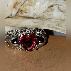 Red Heart Gemstone Ss Ring ,Sz 6, Nwt Ss Ring, 6 Rings, Heart Gemstone, Womens Jewelry Rings, Gemstone Ring, Red Heart, Gemstone Rings, Womens Sizes, Women Jewelry