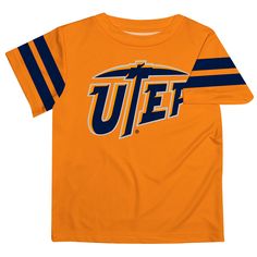 Texas at El Paso Miners Vive La Fete Boys Game Day Orange Short Sleeve Tee with Stripes on Sleeves Orange Shorts, Boy Tees, Tee Design, Team Spirit, Look Cool, Favorite Team, Soft Knits, Game Day, Classic Design