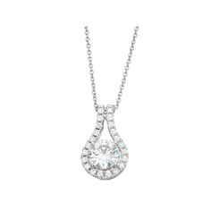 You're sure to captivate whenever you don this elegant Stella Grace lab-created moissanite pendant.Click on this JEWELRY & WATCHES GUIDE to learn about fit, styles, materials and more! Drop length: 3/4 in. Chain length: 18 in. + 2-in. extender Chain type: cable Metal: 14k white gold Plating: rhodium Finish: polishedSTONE DETAILS Stone type: lab-created moissanite Total weight: 1 5/8 ct. Center stone weight: 1 1/5 ct. Center stone size: 7.0 mm x 7.0 mm Shape: round brilliant Setting: prong Size: Luxury Diamond Necklace With Halo Setting For Formal Occasions, Classic Cubic Zirconia Diamond Necklace, Classic Moissanite Diamond Necklace With Halo Setting, Formal Moissanite Diamond Necklace With Halo Setting, Formal Jewelry With Lab Grown Diamond Center Stone, Formal Moissanite Necklace With Halo Design, Formal Luxury Diamond Necklace With Halo Setting, Classic Diamond White Necklace With Halo Design, Elegant Moissanite Diamond Anniversary Necklace