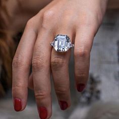 Asscher Cut and Trillion Cut White Sapphire Three Stone Engagement Ring 6 Carat Emerald Cut Diamond Ring, 10 Carat Engagement Ring, Ascher Cut Diamond Engagement Ring, Square Emerald Ring, 10 Carat Diamond Ring, Dig Jewelry, Marriage Rings, Asscher Cut Diamond Ring, Asscher Engagement Ring