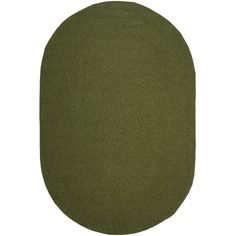 an oval rug in olive green on a white background