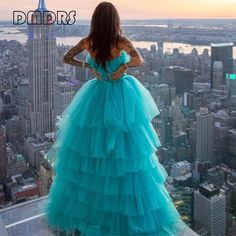 Hi-low Fluffy Tulle Dress For Women Strapless Lace-up Back Custom Made Tiered Evening Dresses Women Long Tail Dress, Gown Neckline, Wedding Gown Simple Elegant, Princess Evening Dress, Wedding Gown Simple, Tail Dress, Perfect Bow, Dress Corset, Tulle Homecoming Dress