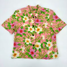 Tahiti Reef Club Pink Floral Hawaiian Type Short Sleeve Shirt. Size M. Nwt. Fun Floral, Hawaiian Or Beach Vibes. Could Make An Awesome Florida Retiree Costume For Halloween! 19 Waist X 24 Length X 10 Shoulder To Sleeve End Hawaiian Shirt, Floral, Beach Vibes, Cool Grandma Vibes, New, Pink, Halloween Ideas, Y2k, Resort, Island, Tropical, Vacation, Travel Tropical Environment, Hibiscus Shirt, Grandma Vibes, Cool Grandma, Pink Hawaiian Shirt, Resort Island, Costume For Halloween, Club Tops, Hawaiian Flowers