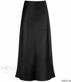 Sleek and Elegant High-Waisted Fish Tail Half Skirt with Smoothly Textured Finish – Peilia Sleek Long Skirt For Night Out, Sleek Lined Flared Skirt, Black Silk Pencil Skirt, Stretch Satin Flared Skirt Bottoms, Solid Color Satin Relaxed Skirt, Sleek Long Lined Skirt, Sleek Fitted Flared Skirt, Sleek Midi Skirt Bottoms For Evening, High Waist Satin Skirt For Summer