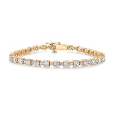 A true heirloom piece from the REEDS Exclusive ECONIC Diamond collection is sure to add an unparalleled sparkle to any ensemble. Crafted in 14k yellow gold, this timeless tennis bracelet is lined with alternating round lab grown diamonds. The diamonds are 7ctw, H in color and VS2 in clarity. This bracelet measures 7.25 inches length and 3.5mm in width. REEDS exclusive ECONIC Diamonds are lab grown in a technologically advanced facility, allowing us to offer laboratory created diamonds that posse Classic Channel Set Diamond Bracelet For Wedding, Classic Channel Set Diamond Bracelet, Yellow Gold Tennis Bracelet With Brilliant Cut For Anniversary, Classic Yellow Gold Diamond Bracelet With Prong Setting, Classic Diamond Tennis Bracelet With Channel Set, Classic Diamond Bracelet With Channel Set, Classic Diamond Tennis Bracelet Channel Set, Classic Round Cut Channel Set Diamond Bracelet, Timeless Channel Set Tennis Bracelet For Anniversary