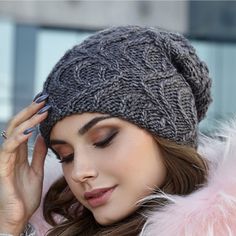 "Alpaca hat Gray wool hat women Chunky knit slouchy beanie Winter tam hat Chunky knit alpaca Hat takes a good shape, does not sag. Season: Fall / Winter / Spring Lining - inner microfleece hat Composition: blend alpaca wool One size: from 7 to 7 3/8 US size - 21,5 \"- 23,5\", (S-M-L international - 55-59 cm) Color: different is available. Please select from the drop down menu. Care instructions: Hand wash, dry flat. Made and packed in smoke-free house" Acrylic Beanie Bonnet For Winter, Knitted Winter Bonnet Cap, Warm Fall Bonnet, Winter Knit Bonnet, Winter Knit Bonnet One Size, Trendy One Size Winter Bonnet, Winter Knit Bonnet, One Size Fits Most, Winter Yarn Bonnet Cap, Winter Knitted Bonnet