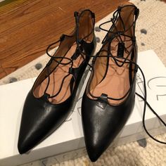 Nib Topshop Lace Up Ballerina Flats Leather Sz36. New !! Please Note The Shoes Say 5.5 Us And 36 Euro. Ballerina Flats, Flat Shoes Women, Loafer Flats, Topshop, Loafers, Lace Up, Size 6, Women Shoes, Sandals