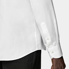 On its own or paired with a jacket, this casually refined white shirt is tailored slim with large point collar, and neat french placket, and a subtly curved hemline that's perfect for wearing untucked. Casual Denim Shirt, Perfect White Shirt, Tuxedo Shoes, Tuxedo Accessories, Flannel Suit, Black Tie Formal, Custom Made Suits, Safari Shirt, Slim Fit Tuxedo