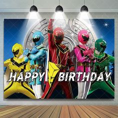 the power rangers are celebrating their birthday with an image of them in yellow and red