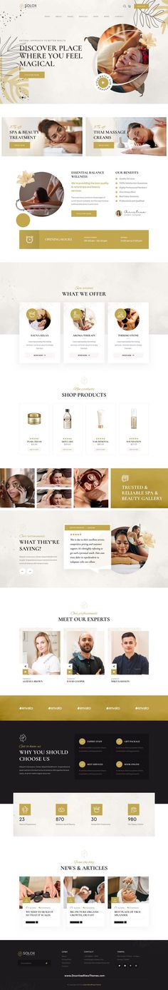 Solox - Spa & Beauty WordPress Theme Landing Ideas, Great Website Design, Creative Website Design, Spa Center, Homepage Design, Web Ui Design, Beauty Center, Webpage Design