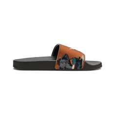 Help kids take on summer heat with style thanks to these kids slide sandals. Made with PU outsoles and an edge-to-edge strap that will never peel, crack, or fade, these sandals are made for adventures, play, and longevity. The straps are made with neoprene and polyester to avoid chafing while the ergonomic sole keeps kids playing with no discomfort. .: Material: polyurethane (PU) outsoles / polyester & neoprene straps.: Outsole color options: black & white.: Printed strap surface.: Includes bran Brown Non-slip Slides For The Beach, Brown Synthetic Slide Sport Sandals, Brown Synthetic Slippers For Vacation, Brown Slide Flip Flops With Cushioned Footbed, Brown Slide Flip Flops For The Beach, Brown Slide Flip Flops Casual Style, Brown Slide Slippers For Summer, Adjustable Flat Slides For Outdoor, Brown Slide Slippers For Vacation