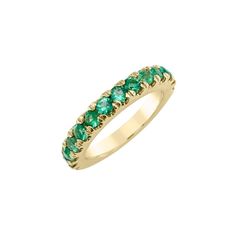 14K Yellow Gold 0.94 Total Emerald Carat Weight Stone Count: 14 Round Emerald Gemstones Halfway Band Stock Size: 6.5 Classic Emerald Gemstone Stackable Rings, Fine Jewelry Stackable Emerald Ring, Gift, 14k Gold Emerald-cut Stackable Rings For May Birthstone, Elegant Multi-stone Emerald Ring In 14k Gold, 14k Gold Multi-stone Emerald Ring Gift, Gemstone Earrings Dangle, Emerald Band, Colored Stone Rings, Mens Chain Necklace