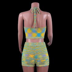 Club Fashion Outfits Rainbow Halter Cut Out Top And Shorts OUT0840 Casual Multicolor Two-piece Bottoms, Multicolor Two-piece Bottoms For Summer, Fitted Two-piece Bottoms For Summer, Fitted Two-piece Shorts For Spring, Trendy Two-piece Summer Bottoms, Fitted Multicolor Shorts For Beach Season, Fitted Multicolor Two-piece Bottoms, Summer High Waist Two-piece Bottoms, Fitted Two-piece Summer Bottoms