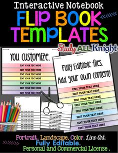 the interactive notebook flip book templates are available for students to use in their classroom