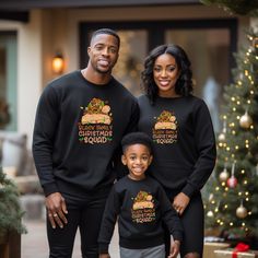 Black Family Christmas Squad Shirt, African American Holiday Shirt, Matching Christmas Shirts, Melanin Christmas Shirts, Unisex,  Sweatshirt Brand Information  Adult Sized, Unisex  100% Cotton Bella Canvas - Short Sleeve and Long Sleeve. 50% Cotton 50% Polyester Gildan Sweatshirts PLEASE READ INSTRUCTIONS CAREFULLY -----How To Order----- 1- Choose your t-shirt sleeve length, size, and color *PLEASE NOTE: THE DROP DOWN BOX HAS SHORT SLEEVE, LONG, SLEEVE AND SWEATSHIRT AVAILABLE. YOU MUST SELECT THE DESIRED SHIRT - SHORT SLEEVE, LONG SLEEVE OR SWEATSHIRT* 2-Choose your t-shirt size and color combination 3- Click add to cart. You can go back to add more product 4-Click "View in Cart" to Check out. -----CARE INSTRUCTIONS----- Wash item inside out in cold water, do not bleach, do not dry clean, Black Family Christmas, Melanin Christmas, African American Holidays, American Holiday, Matching Christmas Shirts, Black Family, Squad Shirt, Black Families, Family Christmas Shirts