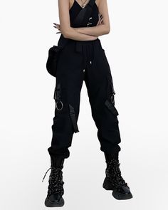 These techwear women's tactical cargo pants will surely upgrade your style. Match it with boots to make them even cooler. Techwear cargo pants: These techwear cargo pants are perfect to complete your techwear outfits. Inspirations: Techwear, cyberpunk, futuristic, ninja, military. Premium materials: Polyester, cotton and spandex. Comfy and durable. Women's techwear. Machine-washable: 86 °F / 30 °C Free worldwide shipping. Size(cm) Waist Hip Length S 60-70 86 89 M 60-76 90 90 L 60-80 94 91 XL 60- Women's Techwear, Futuristic Ninja, Techwear Cargo Pants, Womens Techwear, Techwear Women, Techwear Cyberpunk, Techwear Pants, Techwear Outfits, Techwear Streetwear