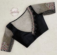 Black Color Blouse Designs, Fancy Blouse Work Designs, Back Neck Net Blouse Designs, Blouse Net Designs Latest, Black Net Blouse Designs Latest, Work On Net Blouse, Latest Net Blouse Designs Pattern, Back Net Blouse Design