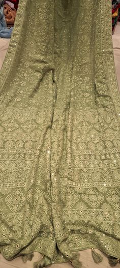 Chikankari Georgett fabric saree with sequence work Pista Green Georgette Anarkali Set With Traditional Drape, Diwali Zari Work Georgette Sharara, Diwali Georgette Sharara With Zari Work, Designer Anarkali Set In Dola Silk With Chikankari Embroidery, Festival Pista Green Georgette Anarkali Set, Pista Green Georgette Anarkali Set For Festivals, Designer Art Silk Sharara With Chikankari Embroidery, Chinon Sharara With Chikankari Embroidery For Navratri, Chikankari Embroidered Chinon Sharara For Navratri