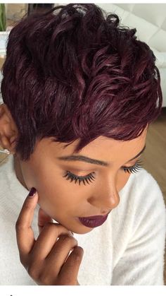 Pixie Hairstyles Color Ideas, Short Hair Cuts For Black Women Relaxed, Short Black Wig, Short Hairdo, Pixie Hair Color, Short Hair Color Ideas, Black Pixie, Black Hair Short Cuts, Short Sassy Haircuts