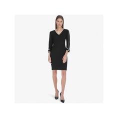 Show off your style in this Andrew Marc rolled long sleeve v-neck sheath dress. Click on this WOMEN'S GUIDE to find the perfect fit and more!Show off your style in this Andrew Marc rolled long sleeve v-neck sheath dress. Click on this WOMEN'S GUIDE to find the perfect fit and more!FEATURES V-neck Long sleeves Sheath silhouette Straight hem Hook-and-eye, zipper backFIT & SIZING True to size 37.25-in. length from shoulder to hem Mini length hits at the thighFABRIC & CARE Polyester, spandex Dry cle Dress Clothes For Women, Show Off, Black Cream, Sheath Dress, Polyester Spandex, Fabric Care, Your Style, Size 16, Perfect Fit