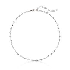 Ross-Simons - Sterling Silver Moon-Cut Bead-Chain Choker Necklace. 12". For a super hot trend with a minimal attitude, add this polished sterling silver moon-cut bead-chain choker necklace to your look for a little bit of edgy fun! Wear it solo or pair it with a set of layered chains for a totally new appearance. Includes 3" extender. Lobster clasp, sterling silver bead-chain choker necklace. Sterling Silver Choker, Sterling Silver Bead Bracelet, Coin Pendant Necklace, Silver Bead Necklace, Silver Bead Bracelet, Silver Jewellery Sets, Silver Choker, Jewelry Essentials, Chain Choker Necklace