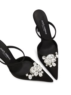 Dolce & Gabbana 105mm crystal-embellished Mules - Farfetch Boujee Shoes, My Shoe Collection, Embellished Shoes, Diamond Heart Pendant Necklace, Classy Shoes, Girly Shoes, Dolce E Gabbana, Pretty Shoes, Dream Shoes