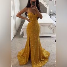 Stain Dress, Trumpet Prom Dress, Prom Dress With Train, A Prom Dress, Gold Prom Dresses, Prom Dresses Yellow, Corset Dress Prom, Dresses Formal Elegant, Evening Gowns Elegant