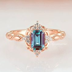 Popular Engagement Rings, Alexandrite Ring, Emerald Engagement Ring Cut, Wedding Ring Designs, Birthstone, Creating Jewelry, Solid Gold Jewelry, Anniversary Gift For Her, June Birth Stone