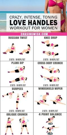 Exercise Love Handles, Exercise For Love Handles, Core Workouts For Women, Targeted Workouts, Get Rid Of Love Handles, Rid Of Love Handles, Best Leg Workout, Core Strengthening, Love Handle Workout