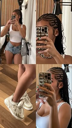 Photoshoot Ideas With Braids, Side Picture Poses, Two Side Braid Hairstyles, Cornrows In Front Box Braids In Back, Fulani Twists, Pics Edit, Cornrow Braids, Box Braids Hairstyles For Black Women, Braids Hairstyles Pictures