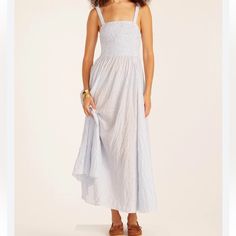 It Makes Beachy Styles Like This One So Sweet (Not To Mention Comfy And Stretchy Too). Our Textured Linen Fabric Gives This Breezy Dress A Little Something Extra. Just Add Sunshine. By Buying Cotton Products From J.Crew, You're Supporting Our Investment In Better Cotton's Mission To Help Cotton Communities Survive And Thrive While Protecting And Restoring The Environment. This Product Is Sourced Through A System Of Mass Balance And Therefore May Not Contain Better Cotton. 34" From Bottom Smockin Sleeveless Smocked Dress For Beach Season, White Lace Dress Boho, Linen Sheath Dress, Lace Dress Boho, Size 12 Women, Breezy Dress, Ruffle Sleeve Dress, Tan Dresses, Midi Short Sleeve Dress