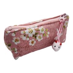 Cute coin purse with Japanese pattern. Made in Japan. Pink Rectangular Pouch With Pen Holders, Rectangular Pink Pouch With Pen Holders, Pink Rectangular Pouch As Gift, Pink Rectangular Pouch For Personal Use, Pink Rectangular Pouch For Gift, Pink Pencil Case With Removable Pouch As Gift, Pink Pencil Case With Removable Pouch For Gift, Portable Pouch Pencil Case As Gift, Pink Rectangular Cosmetic Bag For Gift