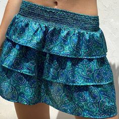 Brand New Unused Women’s Mini Skirt With Shorts Under Turquoise Skirt, Tags Included, Very Flowy And Comfortable Blue Skirted Bottoms With Ruffles, Skirted Blue Bottoms With Ruffles, Blue Stretch Summer Skirt, Blue Ruffled Skirt Bottoms For Summer, Blue Ruffled Tiered Skirt, Blue Skirt For Day Out, High Waist Blue Ruffled Skort, Blue Summer Skirt With Elastic Waistband, Blue Tiered Mini Skirt With Elastic Waistband