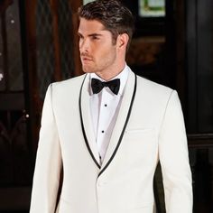 Mens Suit Designer Charles Shawl Dinner Jacket In Ivory With Black Trim Ivory Wedding Suit- Mens Ivory Suit- Cream Color Suit White Long Sleeve Three-piece Suit For Semi-formal Events, White Three-piece Long Sleeve Suit For Semi-formal Events, Classic White Three-piece Suit, White Tuxedo Blazer For Groom, White Tuxedo Blazer For Grooms, White Single-breasted Tuxedo For Groom, White Notch Lapel Blazer For Groom, Cream Tuxedo Suit With Notch Lapel, White Single Breasted Tuxedo For Wedding