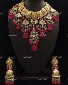 VeroniQ Trends-Designer Cocktail Meenakari Necklace with Faux Rubies-Kundan Necklace-Polki Kundan-Wedding Jewelry by VeroniQTrends on Etsy Ruby Beads Jewellery Indian, Ruby Beads Jewellery, Beads Jewellery Indian, Meenakari Jewellery, Meenakari Necklace, Jewellery Kundan, Molten Gold, Victorian Necklace, Instagram Jewelry