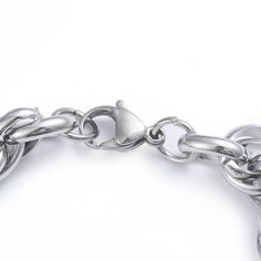 The Amanda Heart Bracelet is a simple and elegant piece, designed with a delicate heart for a look that's so different from the rest. A tough stainless steel chain makes this bracelet a fashion favorite. Product Details Material: Stainless Steel Size: about 7-5/8inches(193mm) long, 10mm wide, heart: 24x23x3mm Trendy Stainless Steel Tarnish-resistant Chain Bracelet, Minimalist Stainless Steel Oval Link Jewelry, Stainless Steel Round Chain Bracelet With Silver Chain, Modern Stainless Steel Charm Bracelet For Everyday Wear, Stainless Steel Jewelry With Solid Link Construction, Stainless Steel Silver Chain Bracelet, Everyday Silver Stainless Steel Chain Bracelet, Modern Stainless Steel Charm Bracelet For Everyday, Minimalist Stainless Steel Silver Chain Bracelet