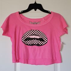 So Nikki T-Shirt Neon Pink With Graphics Never Used Tags Size Medium Trendy Pink Crop Top For Streetwear, Pink Fitted Trendy T-shirt, Fitted Pink Graphic Print T-shirt, Trendy Pink Summer Shirt, Trendy Pink T-shirt With Screen Print, Pink Y2k Short Sleeve T-shirt, Fitted Pink Graphic Tee Shirt, Pink Y2k Style Short Sleeve T-shirt, Pink Y2k Tops For Spring