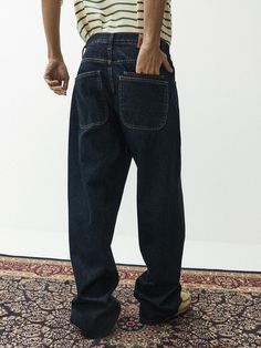 This is a unique denim pants that has a tone on tone contrasting color detail on the front and back. Made out if rigid denim and cotton twill fabric, it is sturdy and has a soft touch. It will stand out from your trendy steetwear outfit. - Wide fit silhouette- Rigid denim and cotton twill fabric- Back patch pockets Tone On Tone, Back Patch, Twill Fabric, Cotton Twill Fabric, Denim Pants, Cotton Twill, Contrasting Colors, Pants, Fabric