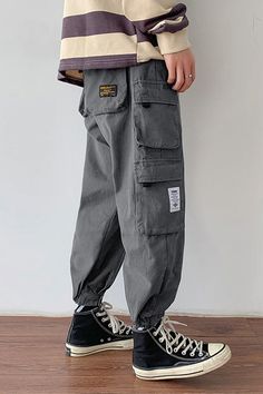 Korean Cargo Pants – Urban Streetwear Korean Cargo Pants, Streetwear Pants, Black Overalls, Pants Loose, Urban Streetwear, Working Class, Colored Pants, Black Khakis, Street Wear Urban