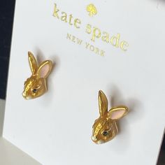 Kate Spade 12 K Gold Plated Desert Muse Bunny Rabbit Enamel Stud Earrings Nwt Spade Earrings, Enamel Stud Earrings, Cat Earrings Studs, Kate Spade Earrings, Kate Spade Jewelry, Cat Earrings, Dainty Earrings, Bunny Rabbit, Muse