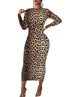 PRICES MAY VARY. Material: Polyester+Spandex. Soft, comfortable, lightweight, stretchy and form-fitting fabric. Design: Midi Bodycon Dress with crew neck, long sleeve, slim fit, midi-calf length, solid color or animal print Occasion: This Long Sleeve Bodycon Dress is suitable for birthday, wedding guest, baby shower, anniversary, casual, cocktail, party, club, tea party, vacation, church, date night, going out, new years eve, dinner, brunch, homecoming, festival, Valentine's day, St Patrick's Da Birthday Dinner Outfit Fall, Long Midi Bodycon Dress, Anniversary Outfit Dinner, Long Tight Dress, Dress Midi Casual, Casual Cocktail Party, Dinner Outfit Fall, Birthday Dinner Outfit, Anniversary Outfit