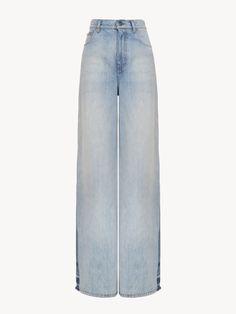 Chloé Wide Leg Jeans In Denim | Chloé US Collage Outfits, Pants Collection, Basket Tote, Bleached Denim, Patchwork Jeans, Cute Jeans, Leather Gifts, Boot Pumps, Cotton Lights