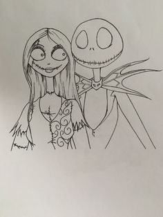 a drawing of jack and sally from the nightmare before it was drawn by someone else