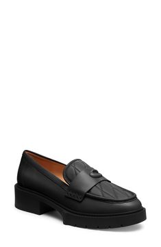 COACH Leah Platform Loafer (Women) | Nordstrom Loafer Women, Women Office, Platform Loafers, Chunky Platform, Lug Sole, Work Shoes, Signature Logo, Loafers For Women, Shoes For Women