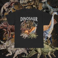 The perfect shirt for anyone who loves Dinosaurs! PRODUCT DETAILS: - Unisex heavy cotton tee (100% cotton) - Classic fit ensures a comfortable and relaxed feel - Tear-away label for comfort - Made using 100% US cotton that is sustainably and ethically produced SIZING: Please refer to our size chart picture for exact measurements. For an oversized fit, choose one or two sizes larger than your usual size. NOTE: Shirts and sweaters may shrink slightly after washing. Graphics may appear more faded t Dinosaur Vintage, Dinosaur Tshirt, Aesthetic Shoes, Retro 90s, Animal Shirts, Looks Vintage, Perfect Shirt, T Rex, Vintage Tshirts