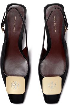 Tory Burch Georgia Slingback Pump (Women) | Nordstrom Slingback Heels Outfit, Pumps Outfit, Build Wardrobe, Luxury Shoes Women, Minimalist Clothing, Shoes For Me, Professional Shoes, Square Toe Sandals, Nina Shoes