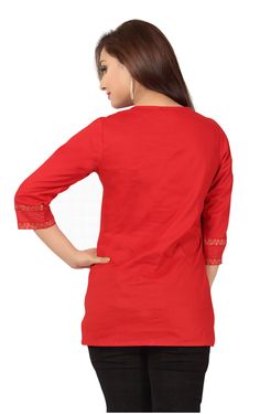 Women's Embroided Tunic Top Dress, Casual silk blouse, Plus Size Dress, Top Wear, Boho Dress Tunic Hippie Dress ✔The dress is made of Soft Lightweight silk cotton ✔Fabulous embroidery work in the Neck Line.s hem and sleeve ✔It is specially crafted with handwork ✔Sleeve: Three Fourth sleeves. ✔Dress Length: 2 inches below the hip 💧Wash Care: ★ Hand wash or gentle machine washable. ★ Dry gentle, Do not tumble dry. This Tunic dress made with beautiful embroidery, perfect to wear to enjoy days. We Festive Cotton V-neck Top, Red Short Sleeve Tunic, Red Straight Kurta Top For Festive Occasions, Elegant Cotton Straight Kurta Top, Festive Tunic Blouse, Elegant Cotton Tunic Top, Red Cotton Straight Kurta Tops, Festive Casual Tunic Tops, Casual Tunic Blouse For Festive Occasions